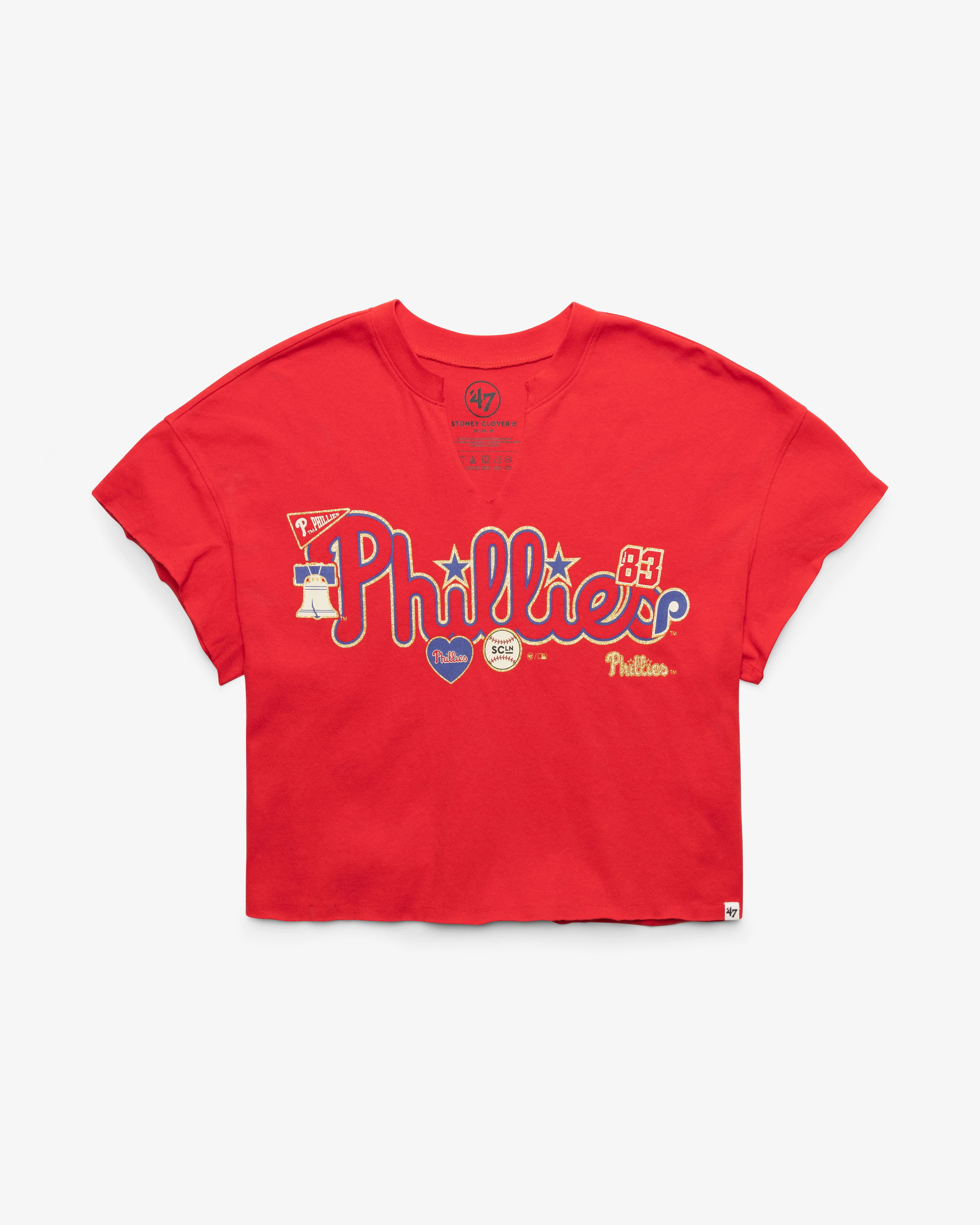 PHILADELPHIA PHILLIES STONEY CLOVER LANE X '47 OVERSIZED NOTCH NECK TEE WOMENS