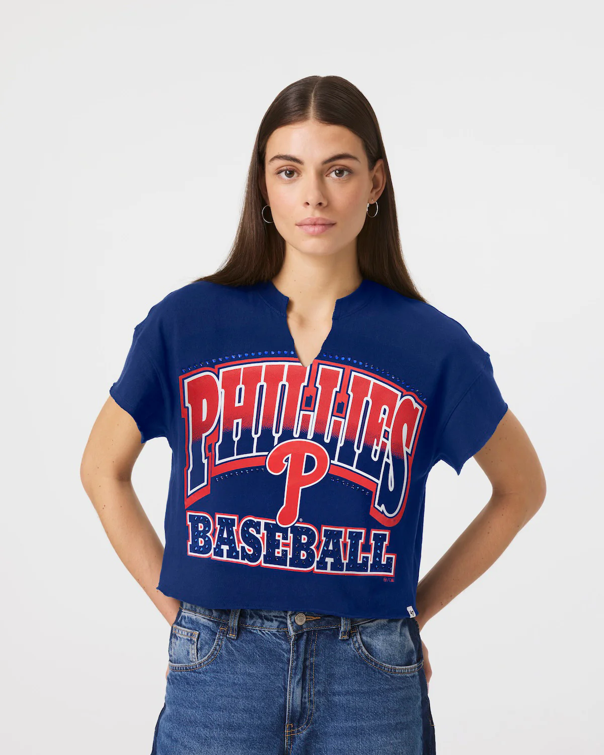 PHILADELPHIA PHILLIES WIN BIG '47 OVERSIZED NOTCH NECK TEE WOMENS