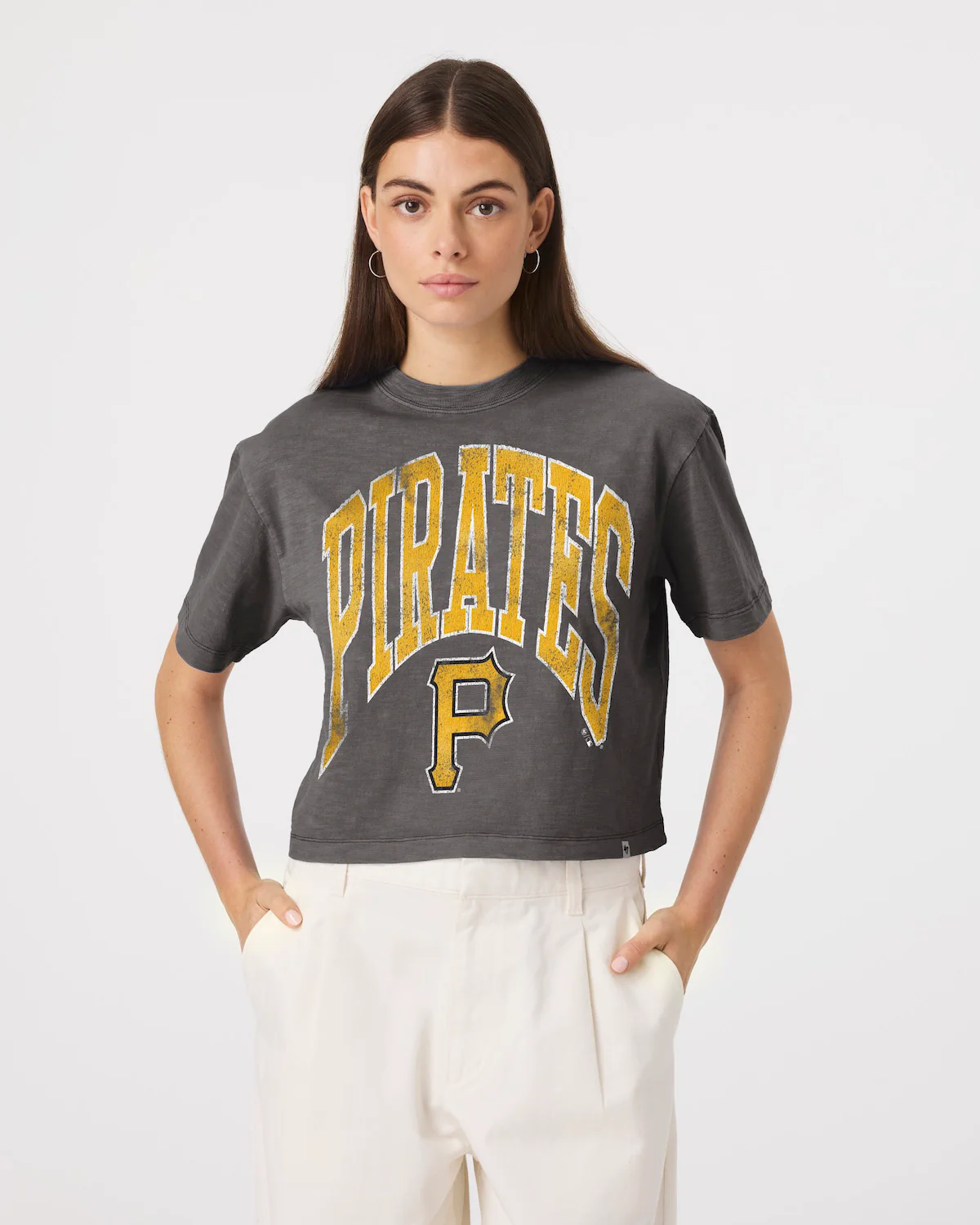 PITTSBURGH PIRATES MINDI HEAVY '47 SLUB CROP TEE WOMENS