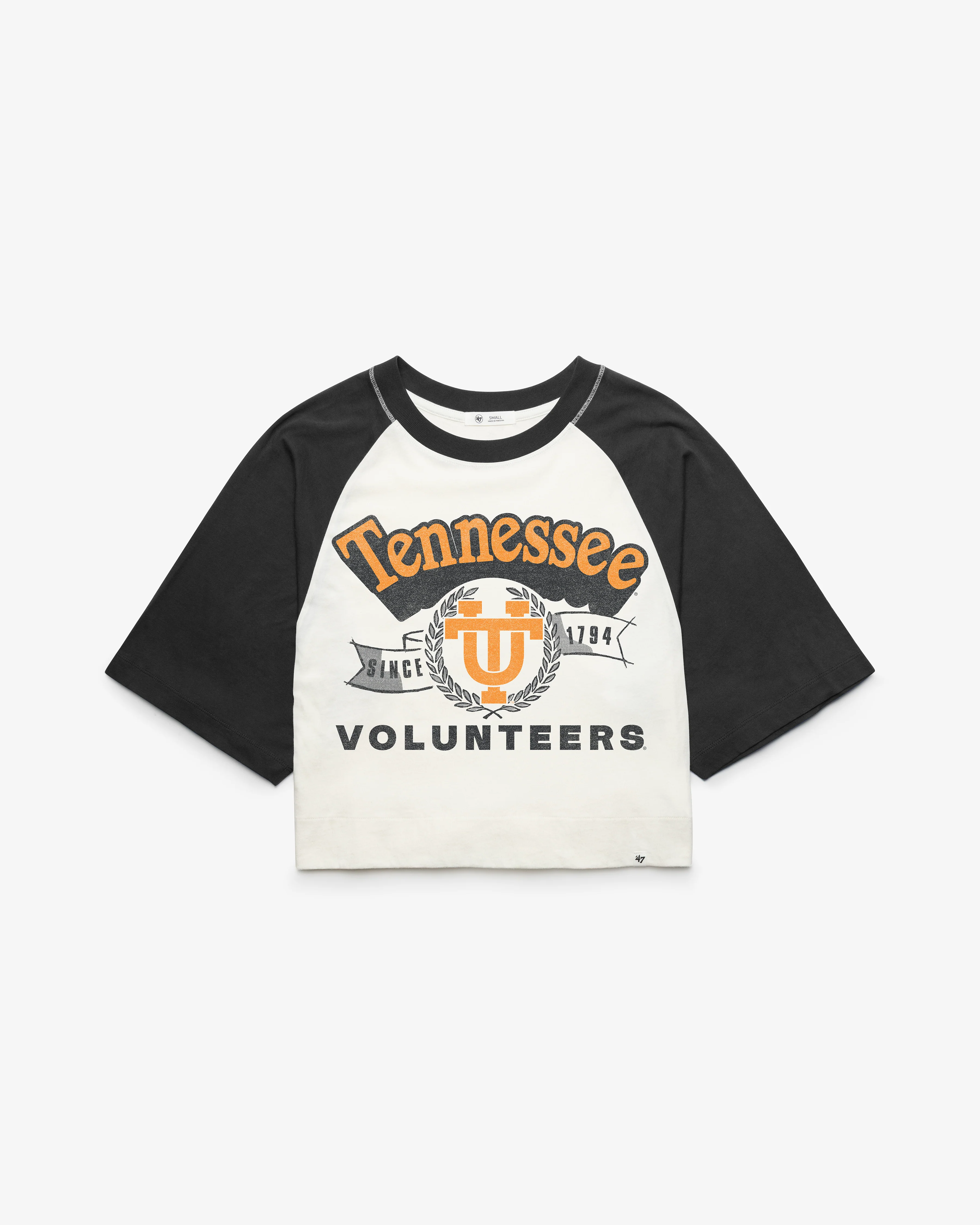 TENNESSEE VOLUNTEERS VINTAGE INFIELD SHIFT '47 RAGLAN CROP TEE WOMENS