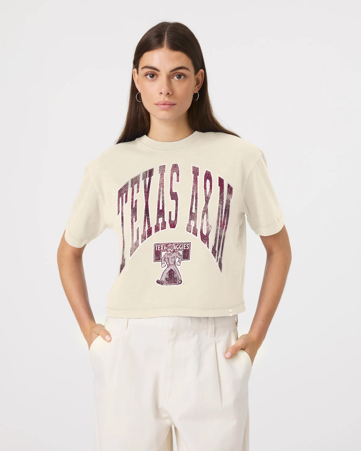TEXAS A&M AGGIES VINTAGE MINDI HEAVY '47 SLUB CROP TEE WOMENS