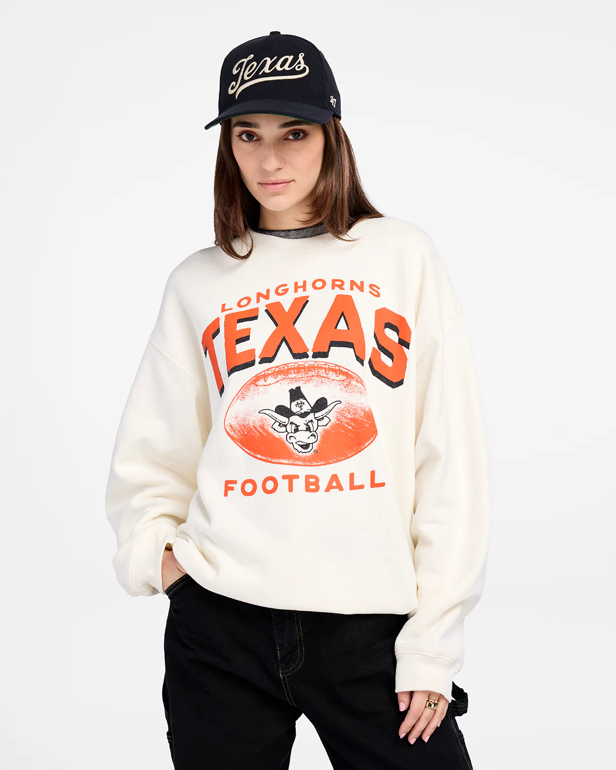 TEXAS LONGHORNS VINTAGE ARCH CLOUD '47 OVERSIZED CREW WOMENS