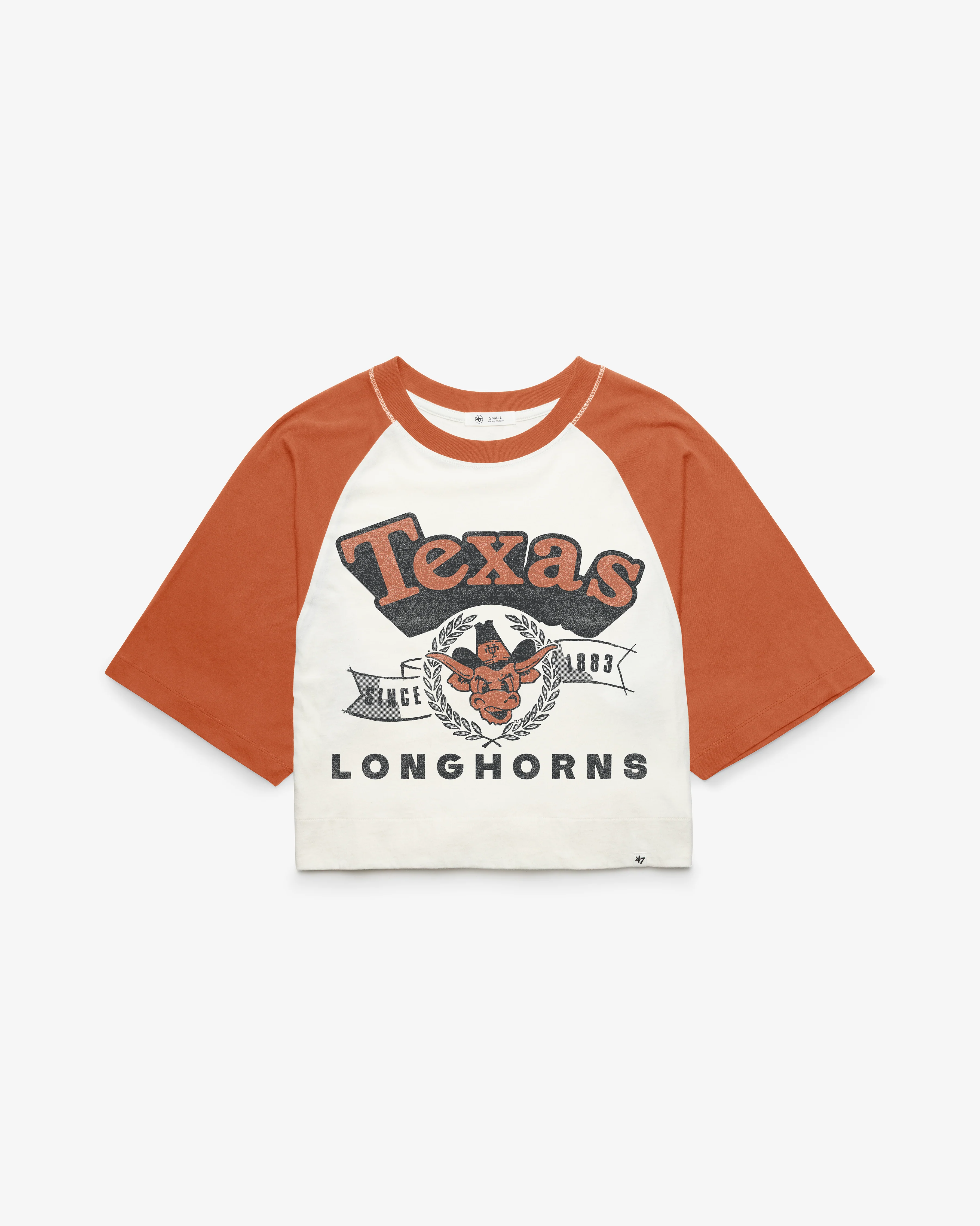 TEXAS LONGHORNS VINTAGE INFIELD SHIFT '47 RAGLAN CROP TEE WOMENS