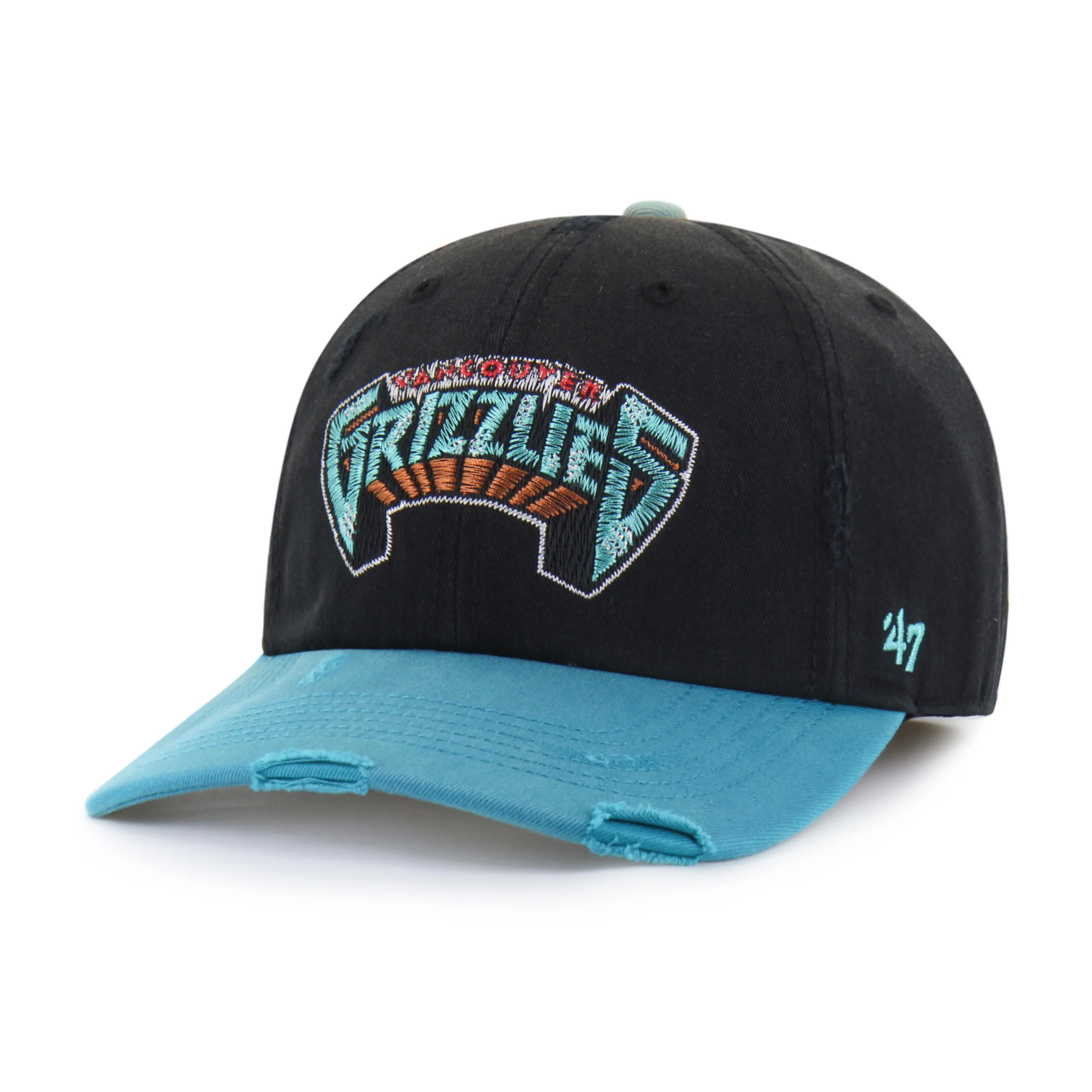 VANCOUVER GRIZZLIES HARDWOOD CLASSICS WORN SCRIPT '47 CLEAN UP MF MID FIT